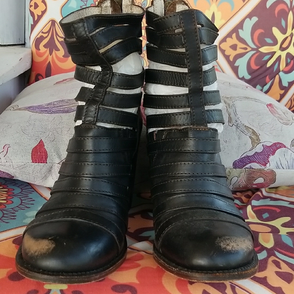 Women's Black Strappy Boots